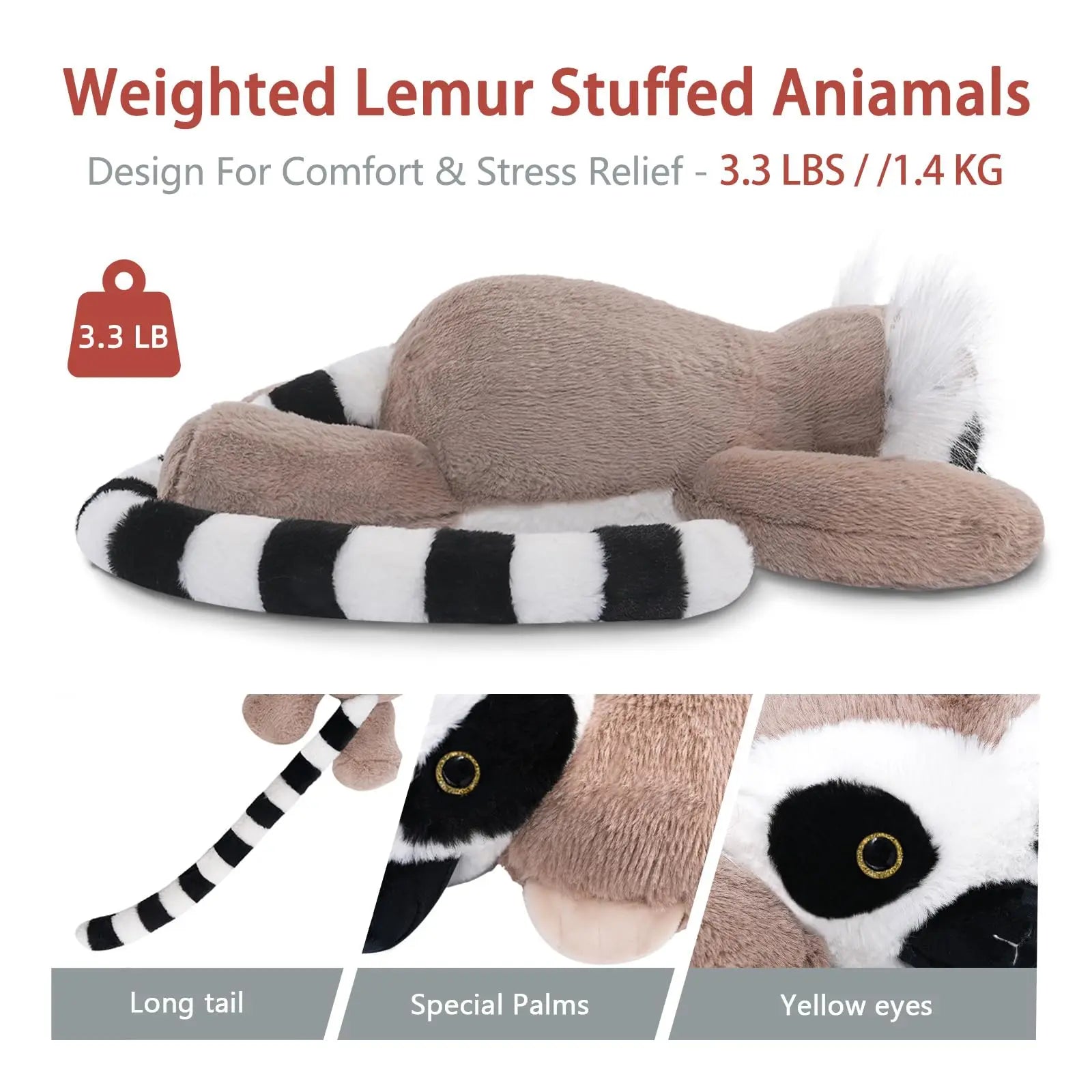 Pound Lemur Weighted Stuffed Animals Large Animal Toys