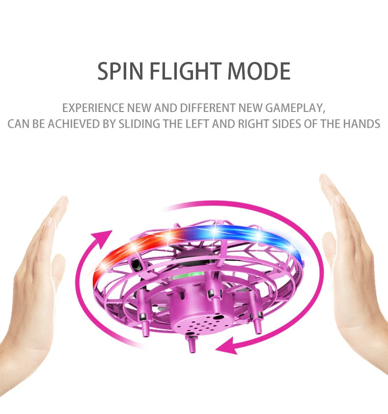 Mini Colorful UFO Drone With LED Light Gesture Sensing Pocket
