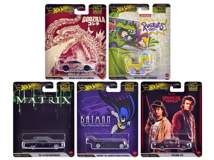 "Pop Culture 2025" 5 piece Set N "Premium Series" Diecast Model Cars by Hot Wheels-0