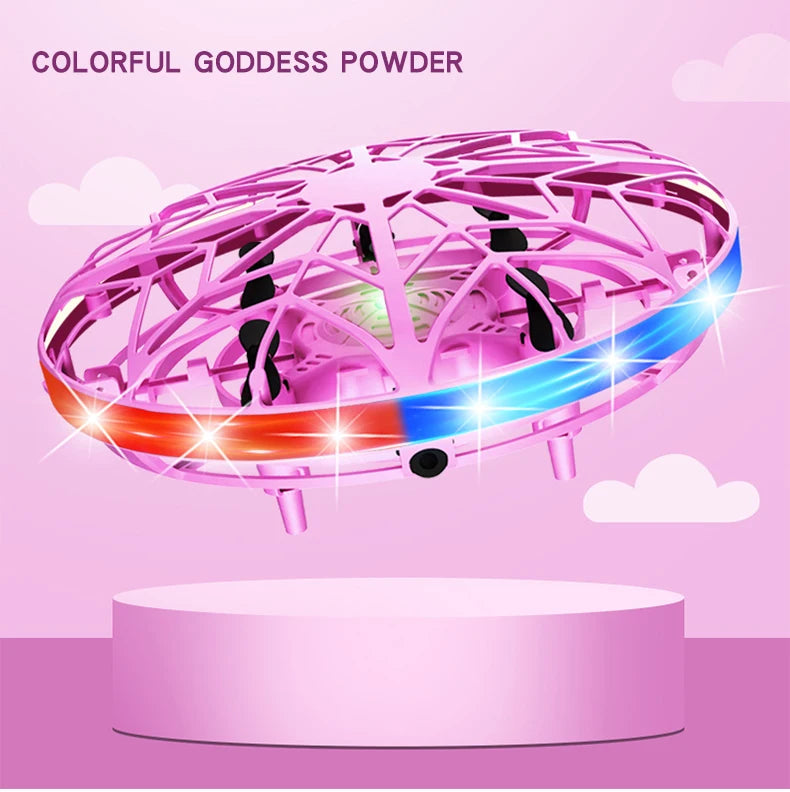Mini Colorful UFO Drone With LED Light Gesture Sensing Pocket