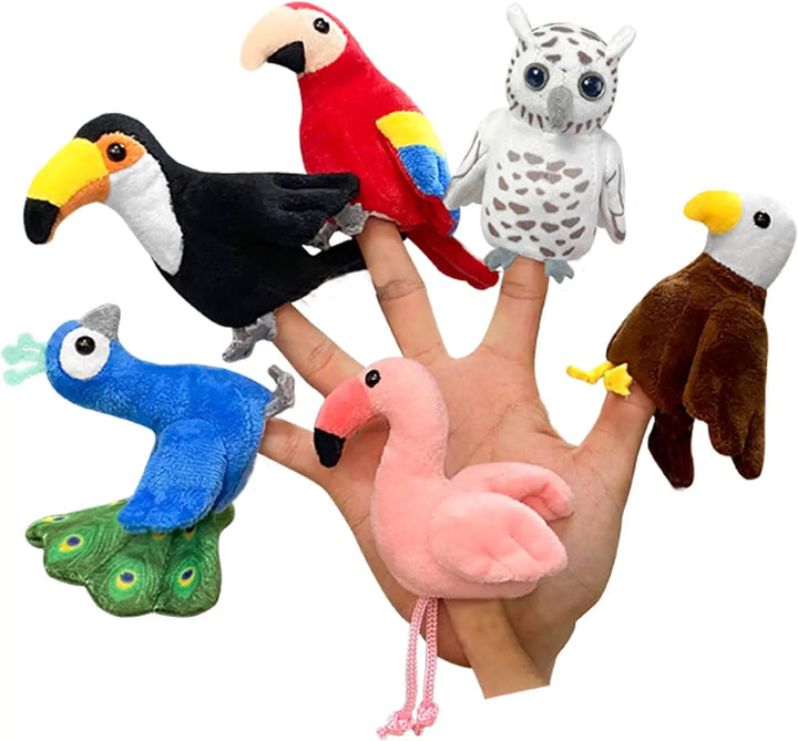 6pcs Bird Finger Puppets Set Cute Animal Hand Puppets for Kids