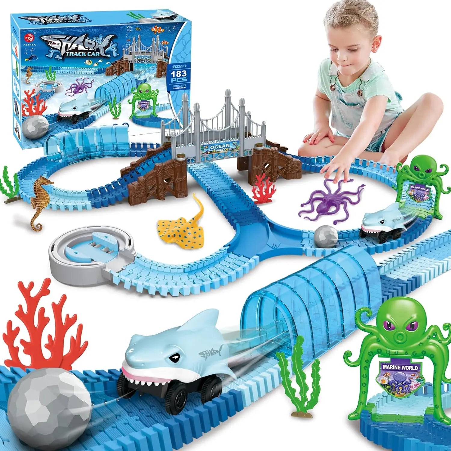 VATOS Track Toys Shark Race Car Toy for Boys Girls Age 3+