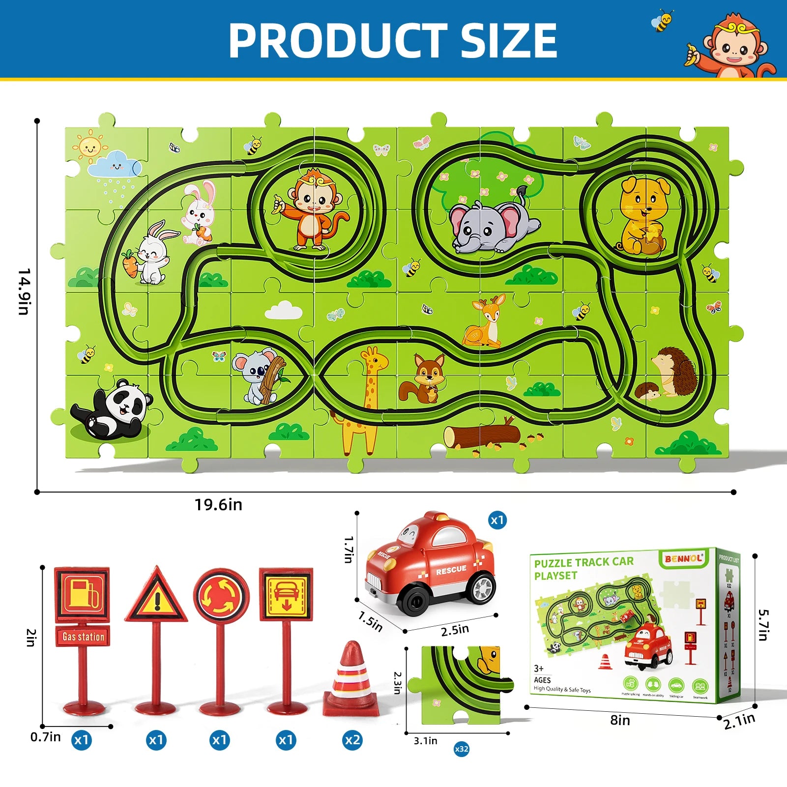 Jigsaw Puzzle Race Track Car Set Toys For Kids Puzzle Birthday Gifts