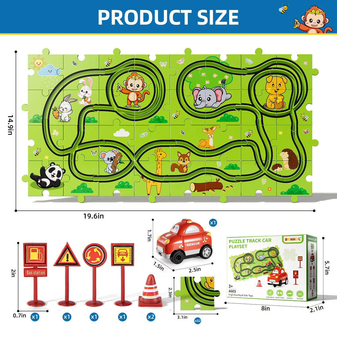 Jigsaw Puzzle Race Track Car Set Toys For Kids Puzzle Birthday Gifts