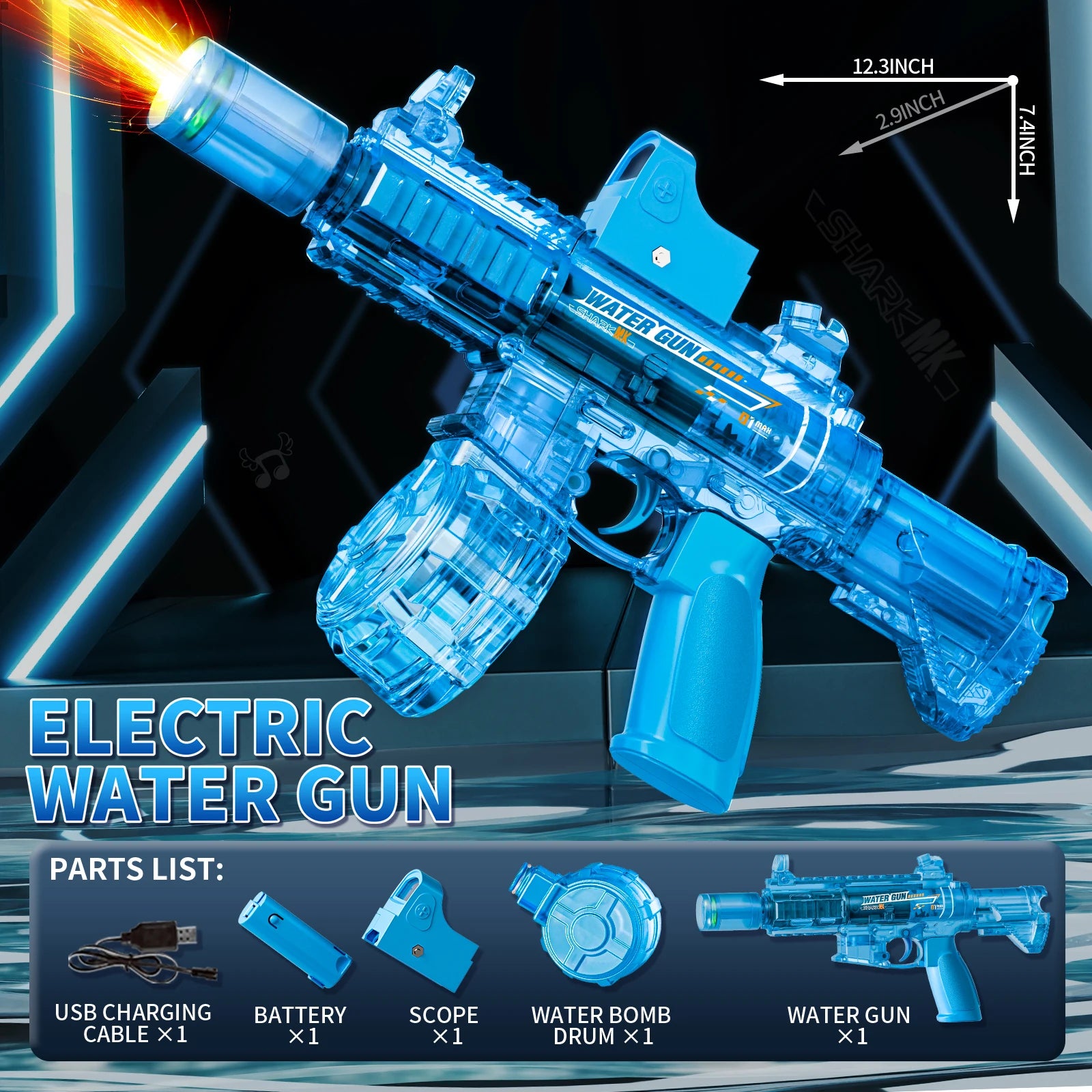 Led Light Emitting Electric Water Gun Toys for Kids Outdoor Beach Pool Toy