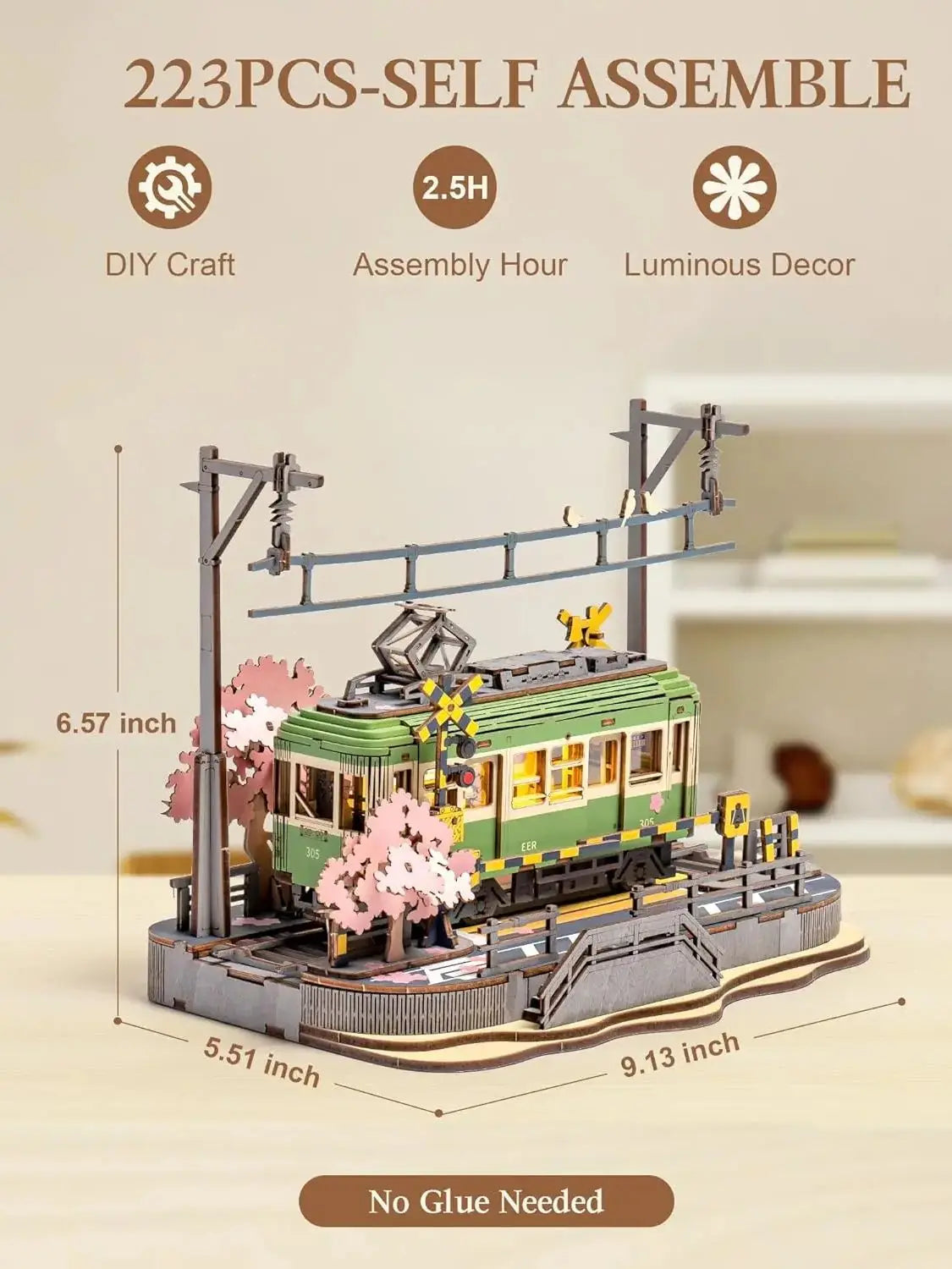 Robotime Sakura Journey Tram 3D Wooden Puzzles