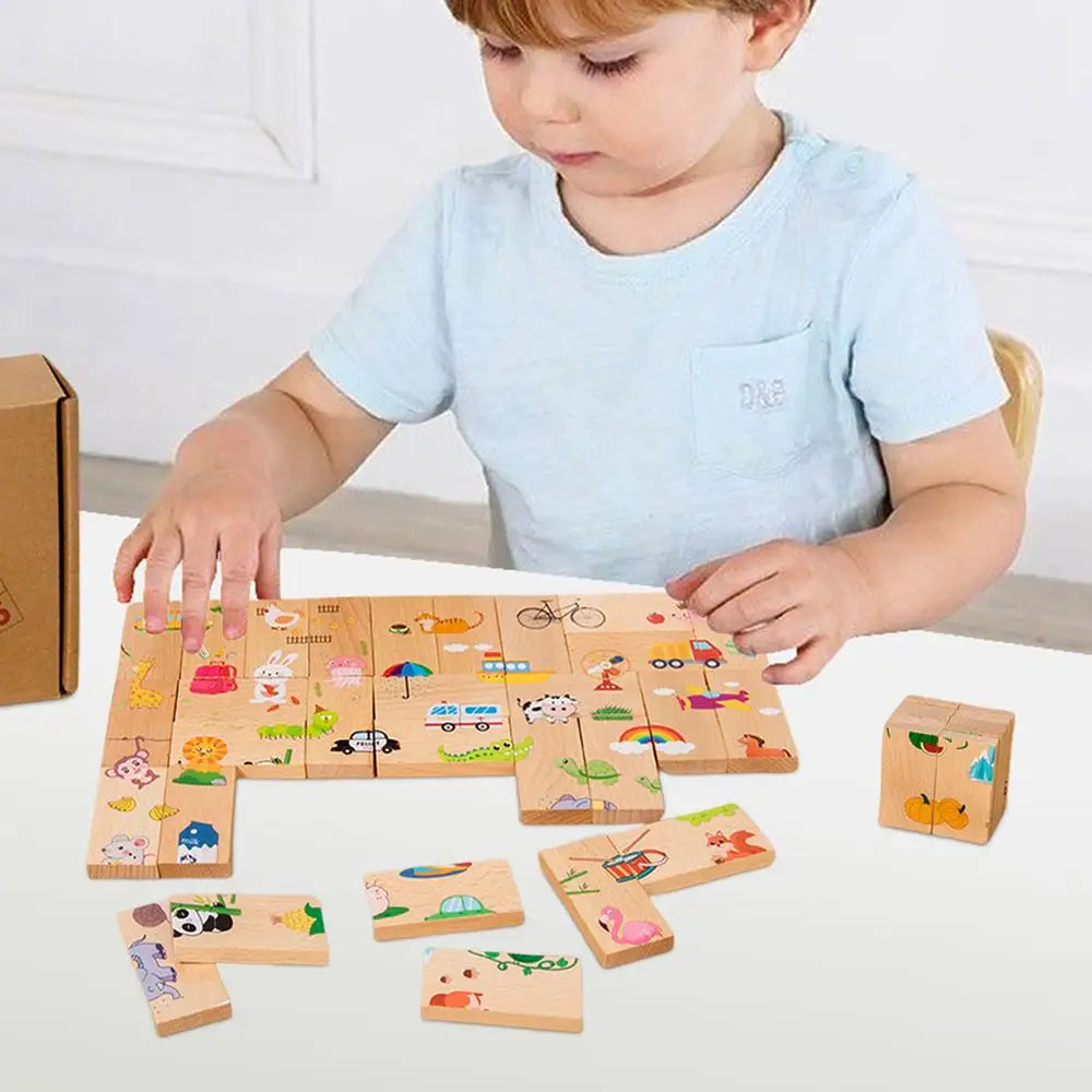 Wooden Puzzles For Toddler Classic Domino Jigsaw Game Toys