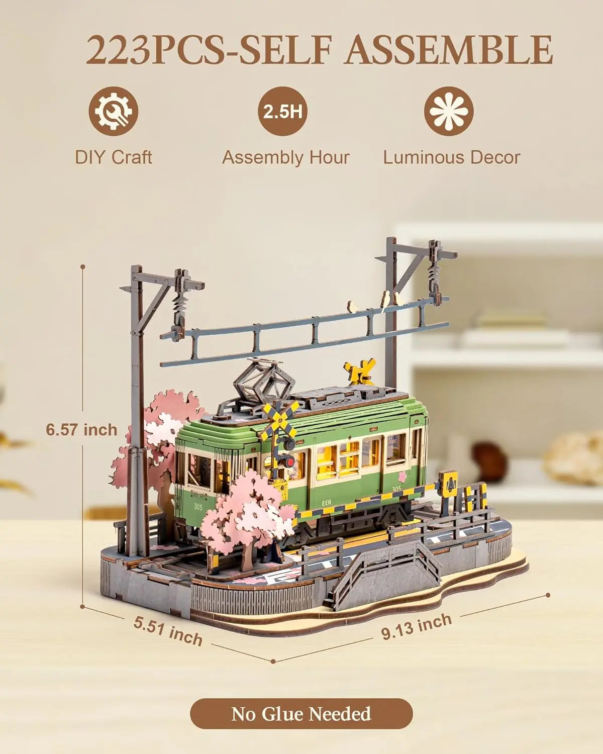 Robotime Sakura Journey Tram 3D Wooden Puzzles