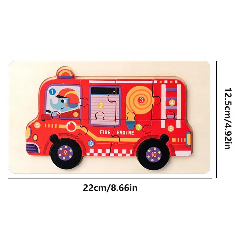 Fire Truck Puzzles Wooden Kids Vehicle Puzzles Toys