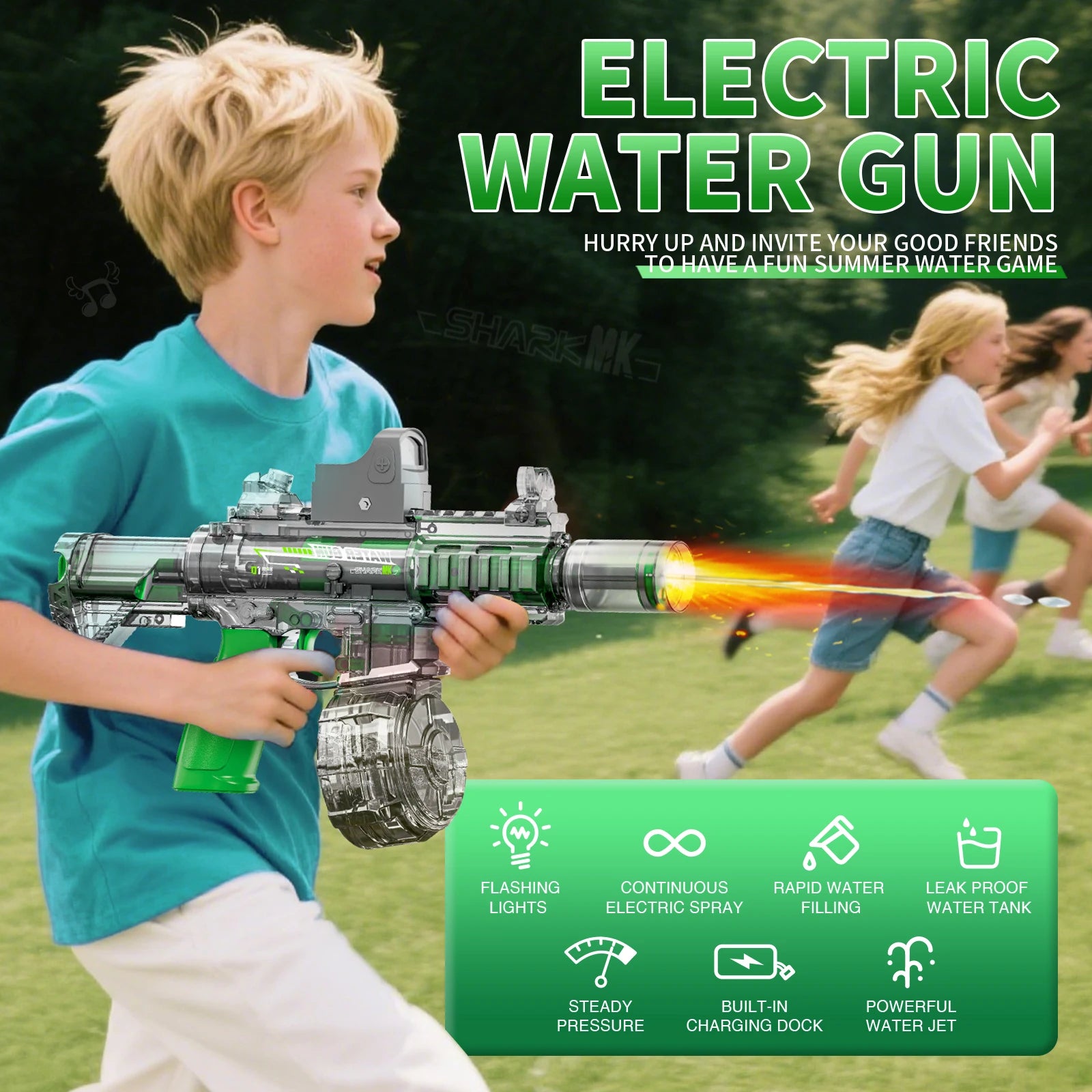 Led Light Emitting Electric Water Gun Toys for Kids Outdoor Beach Pool Toy