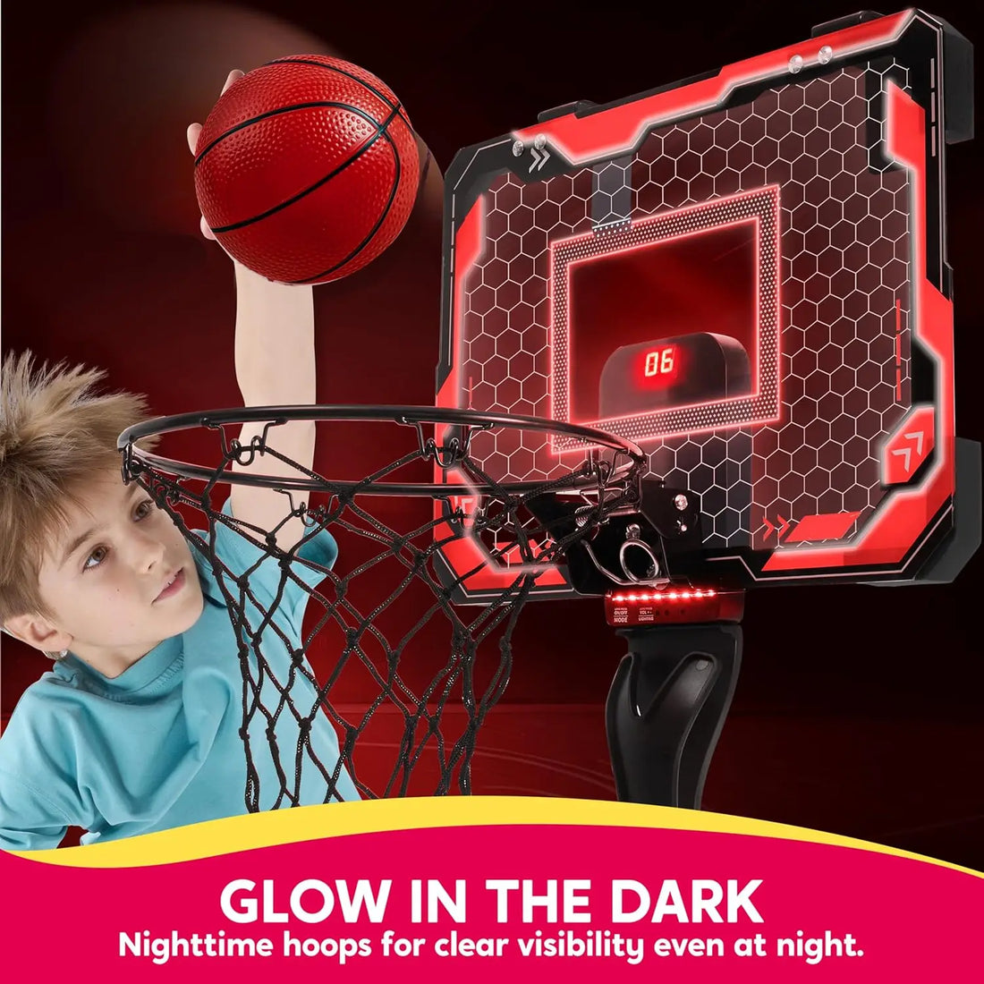 JOYFY Mini Indoor Basketball Hoop Light Up Over The Door Basket Ball