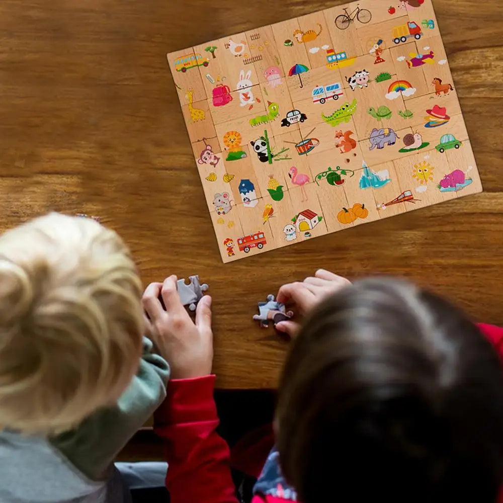 Wooden Puzzles For Toddler Classic Domino Jigsaw Game Toys