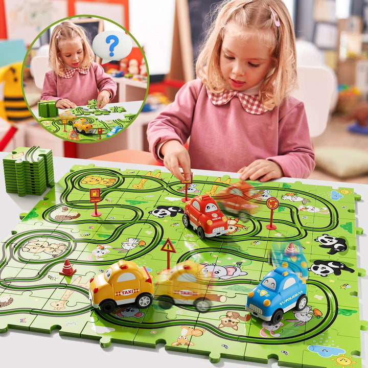 Jigsaw Puzzle Race Track Car Set Toys For Kids Puzzle Birthday Gifts