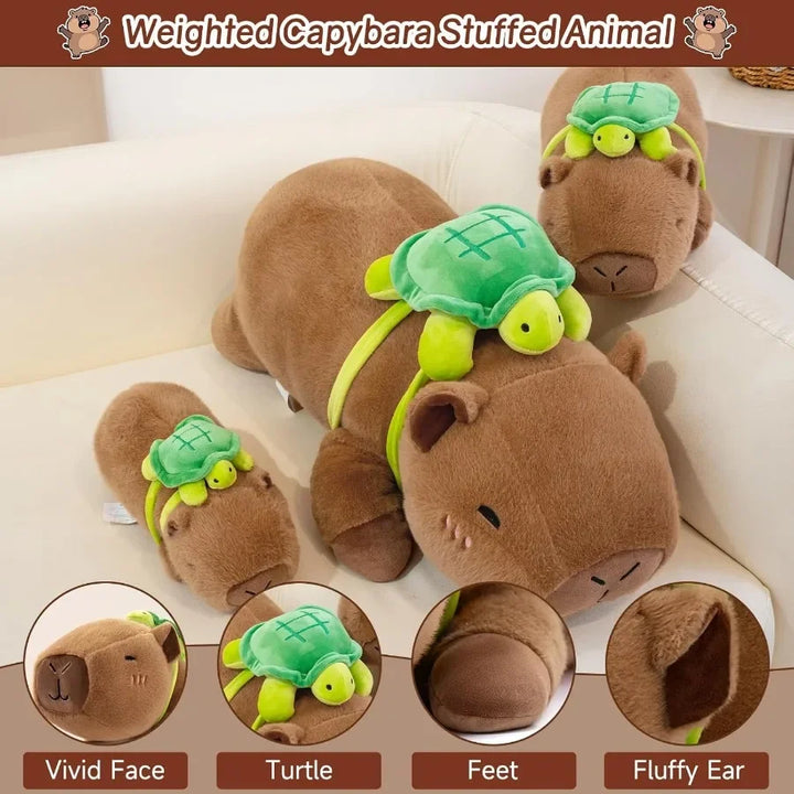 Weighted Stuffed Animal Capybara with Turtle Backpack Soft