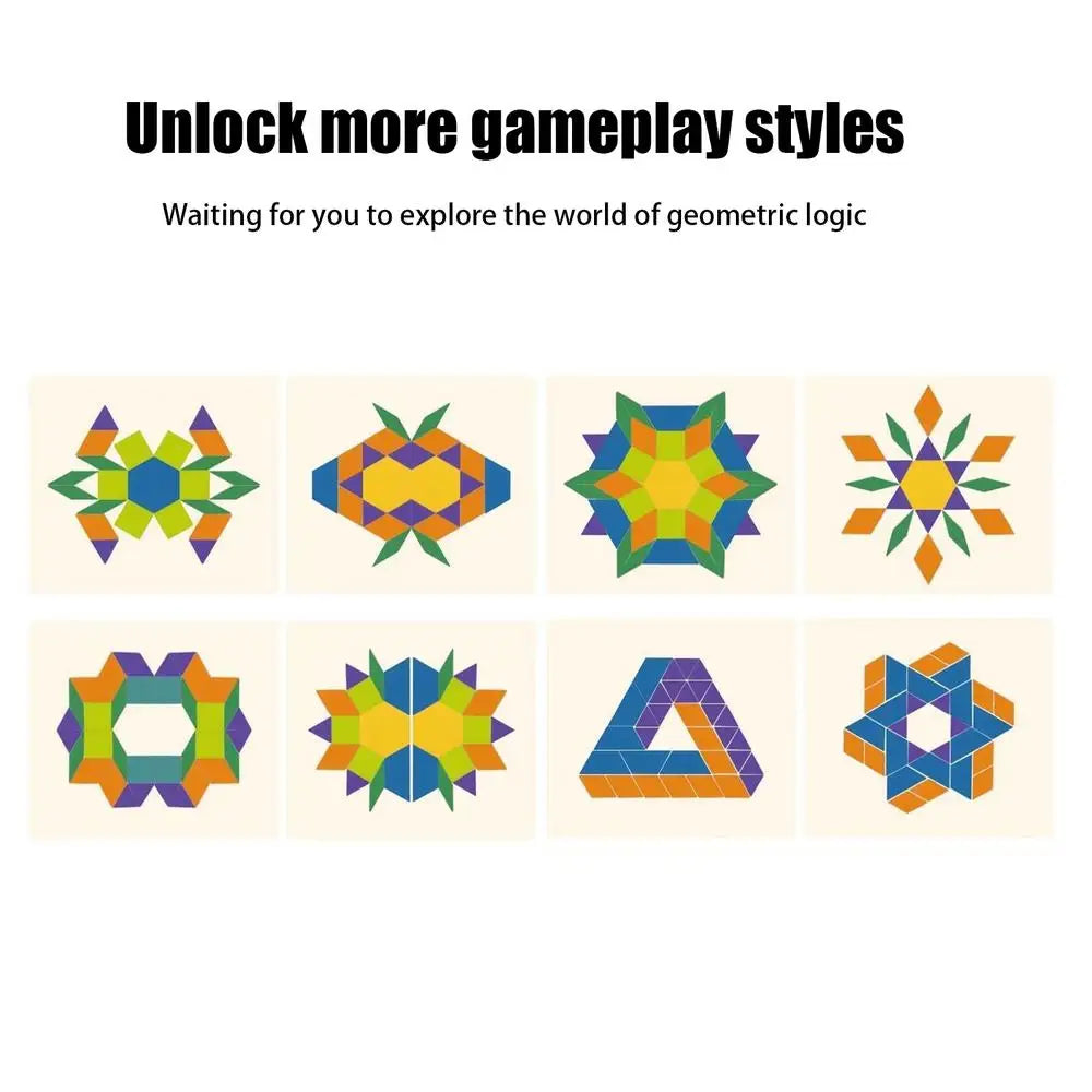 Wooden Pattern Block Montessori STEM Educational Toys Puzzle