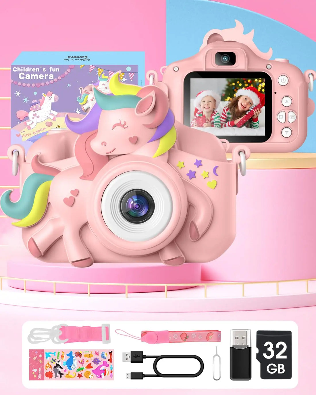 Toddle Selfie Camera Cute Cartoon Digital Cmaera Toy 32GB Card