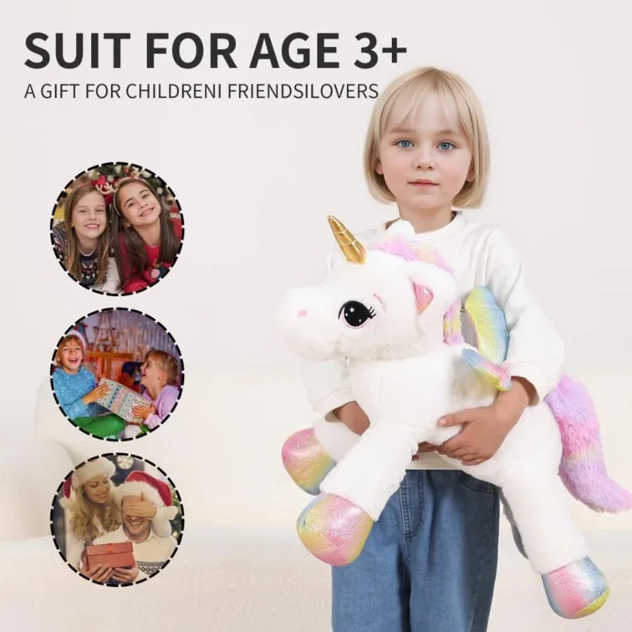 Animal Plush Toy Pillow Cute Soft Giant Unicorn with Rainbow