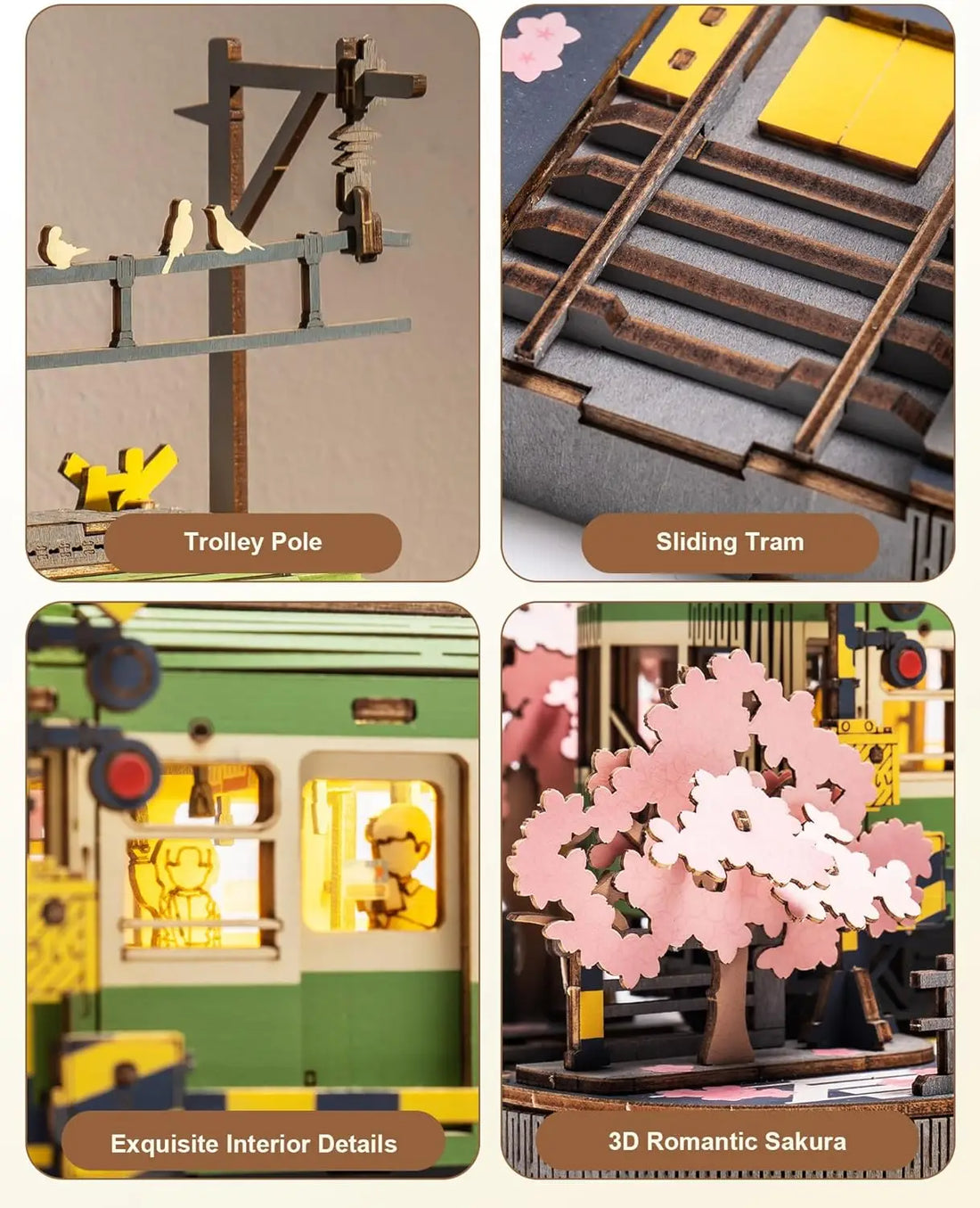 Robotime Sakura Journey Tram 3D Wooden Puzzles