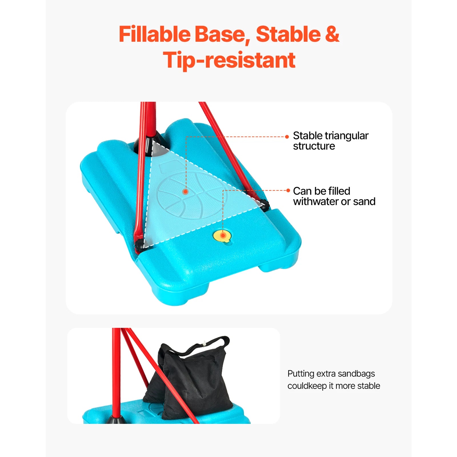 Toddler Adjustable Basketball Hoop 104-190CM Rack for Kids Outdoor