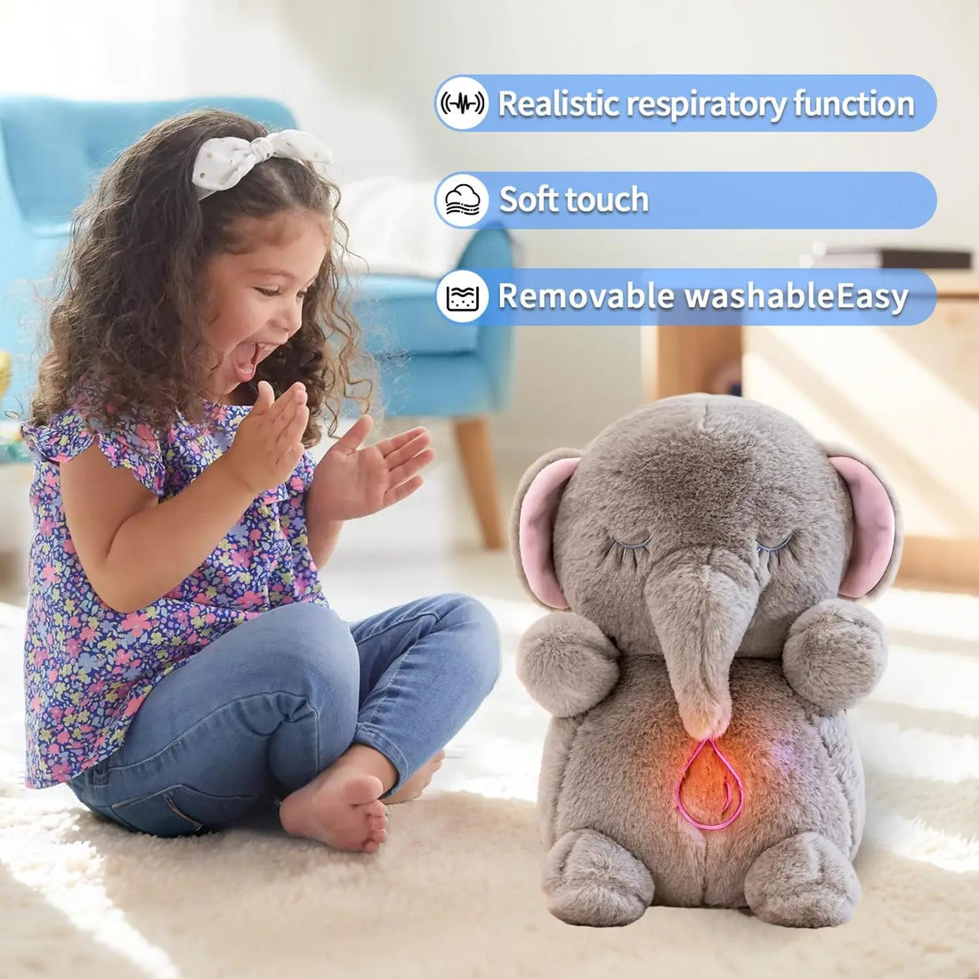 Baby Breathing Soothing Capybara Elephant Plush Doll Toy