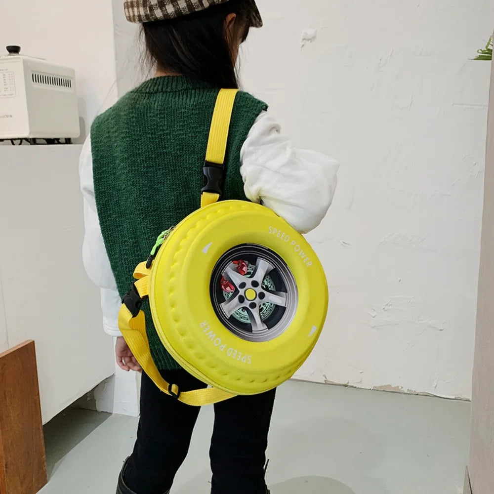 New Colorful Tyre Shaped Children's Schoolbag 3D Cartoon Backpack
