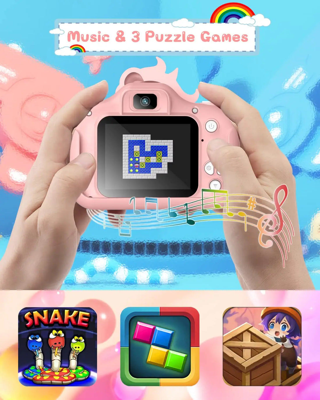 Toddle Selfie Camera Cute Cartoon Digital Cmaera Toy 32GB Card