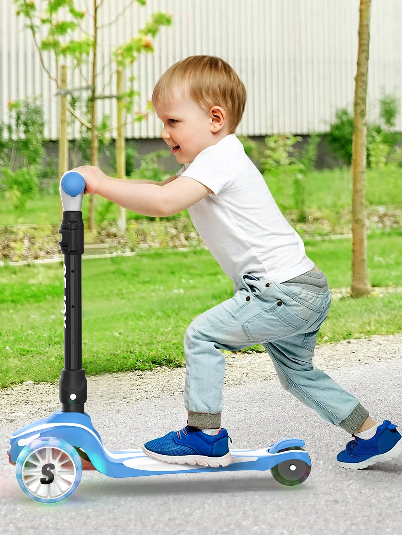 Sejoy Kids Kick Scooter with LED Lighted Wheels Height Wide Deck 3
