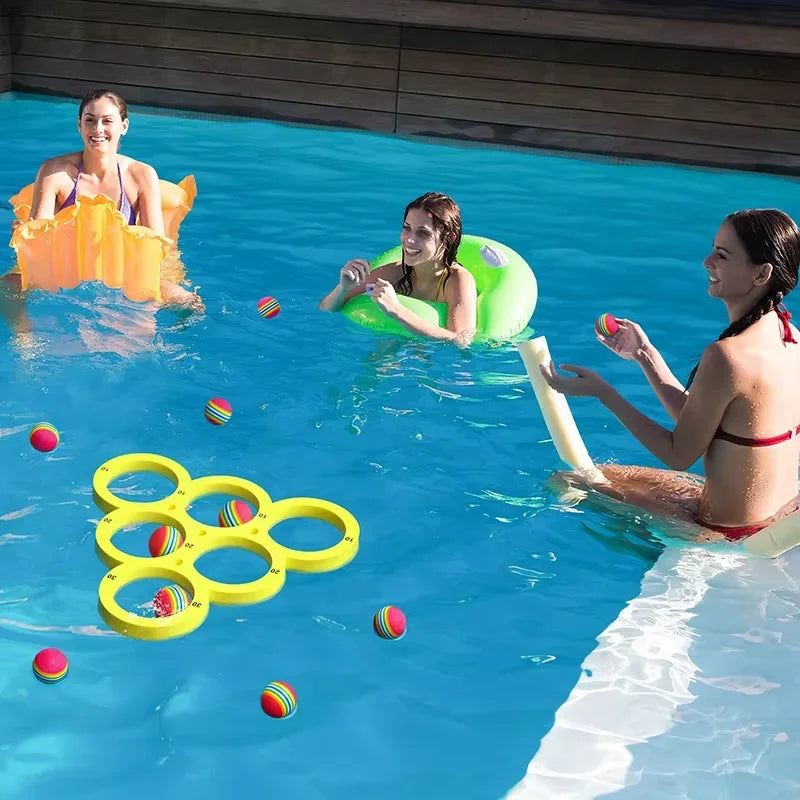 Water Sports Floating Pool Game Toy with 10 Rainbow Balls Throwing Game