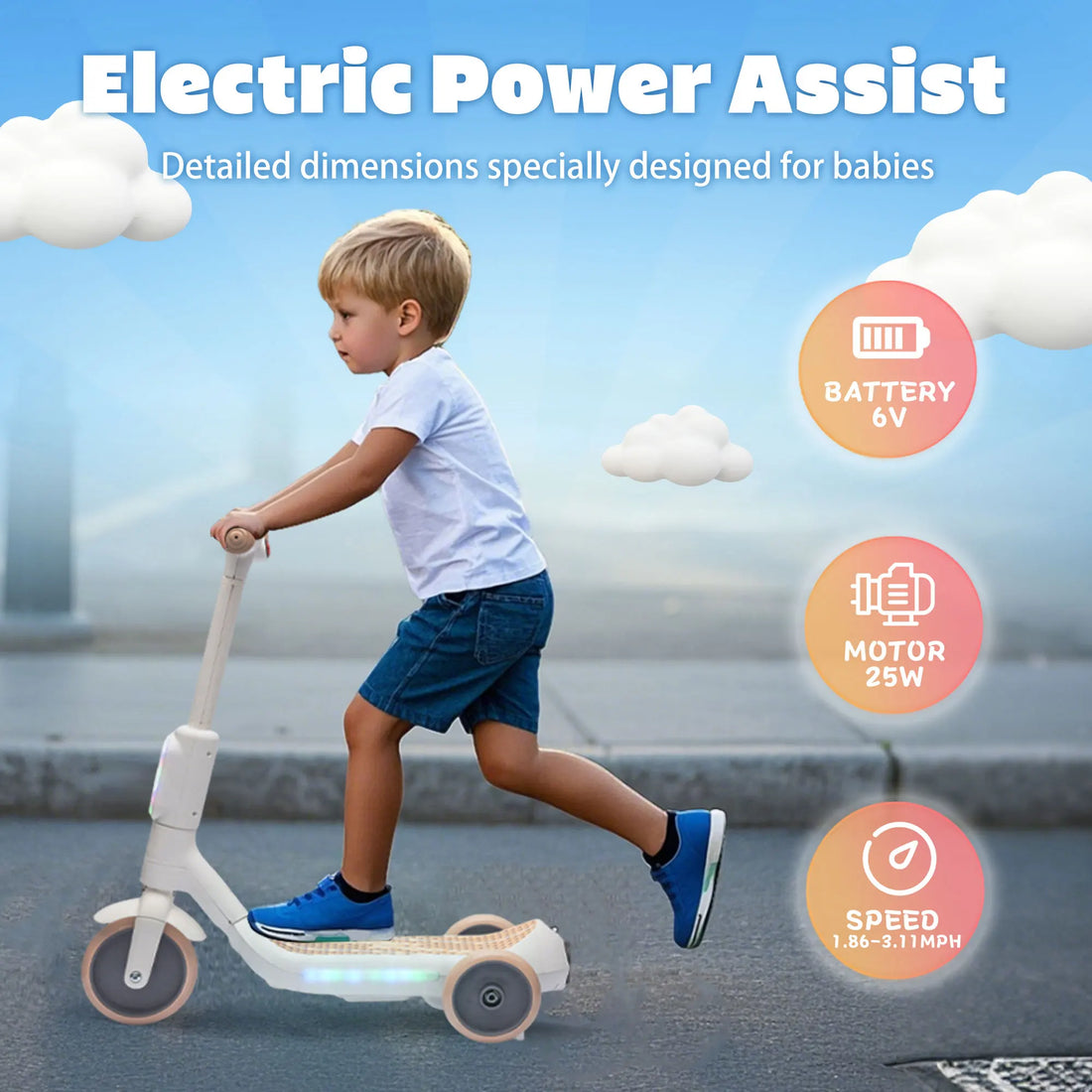 Electric Scooter for Kids Aged 3-6 Years, Ride on Toys