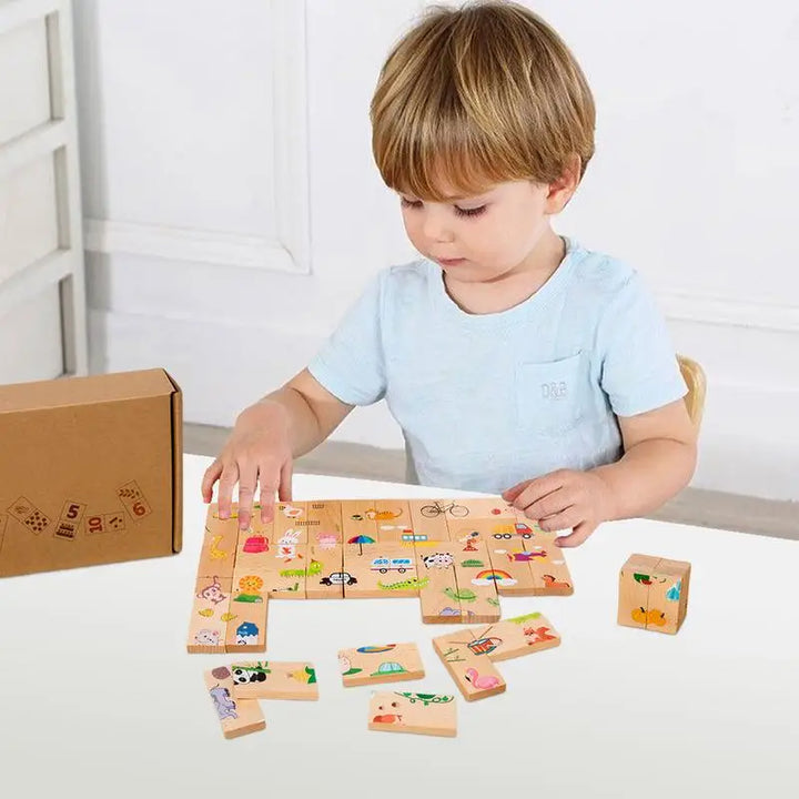 Wooden Puzzles For Toddler Classic Domino Jigsaw Game Toys