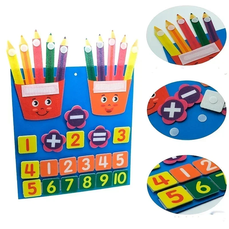 Pencil Shape Toys Felt Finger Numbers Math Toy Children
