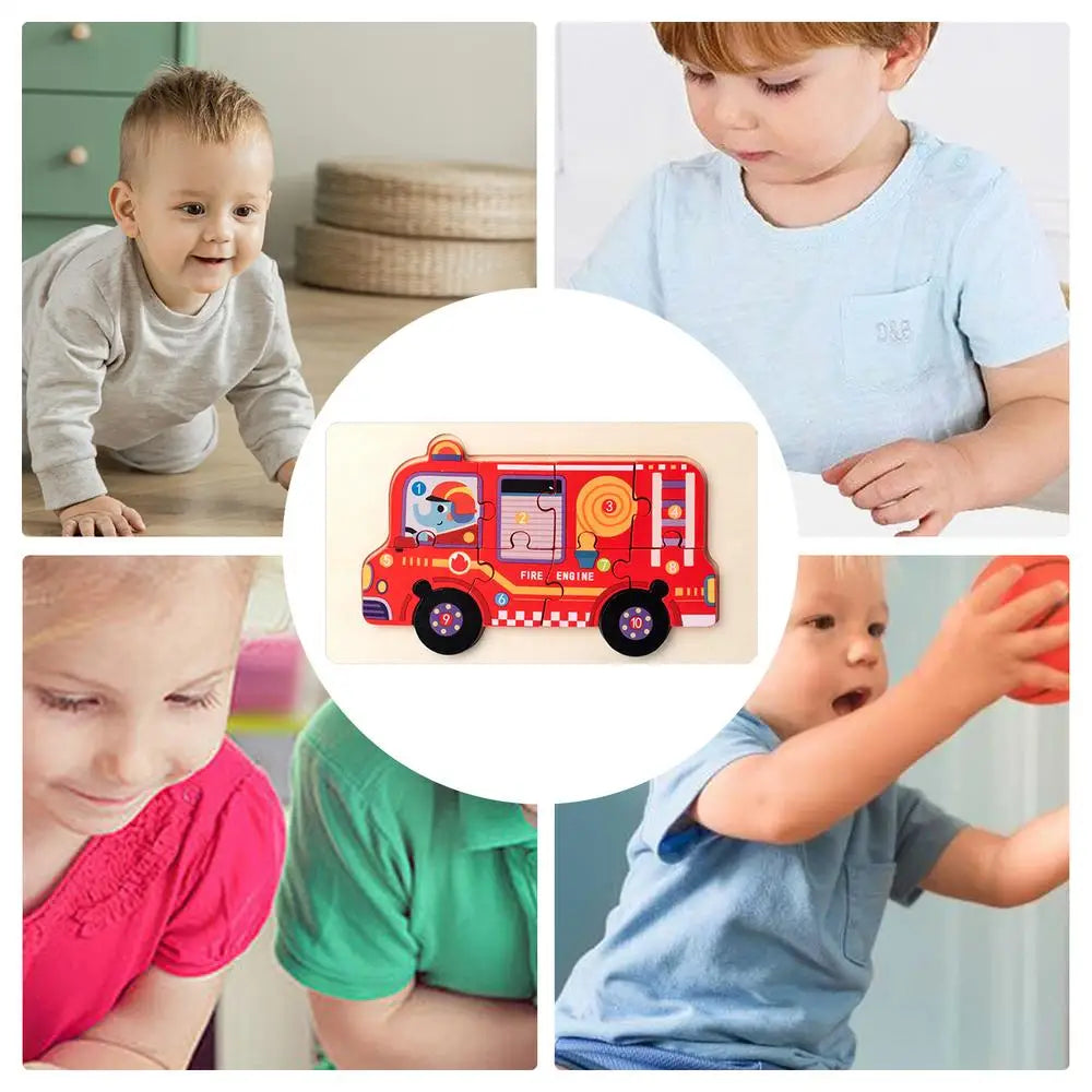 Fire Truck Puzzles Wooden Kids Vehicle Puzzles Toys