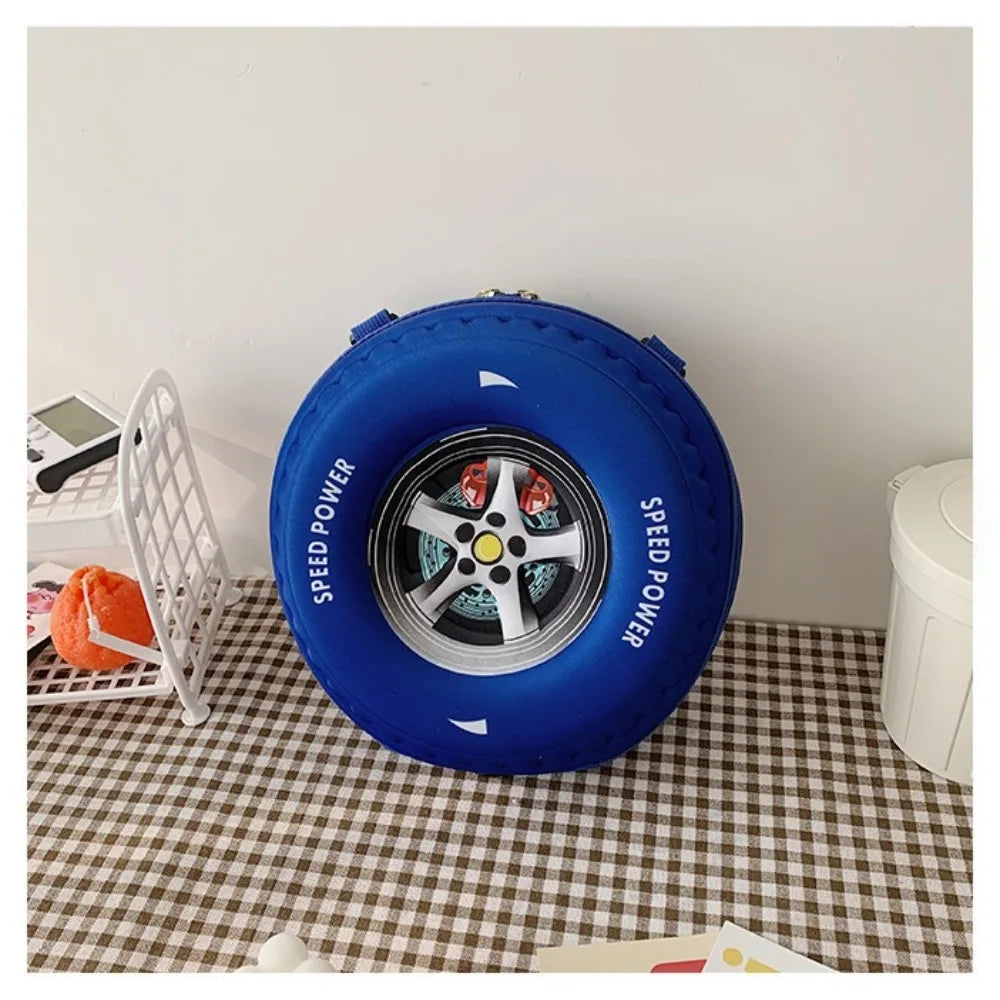New Colorful Tyre Shaped Children's Schoolbag 3D Cartoon Backpack