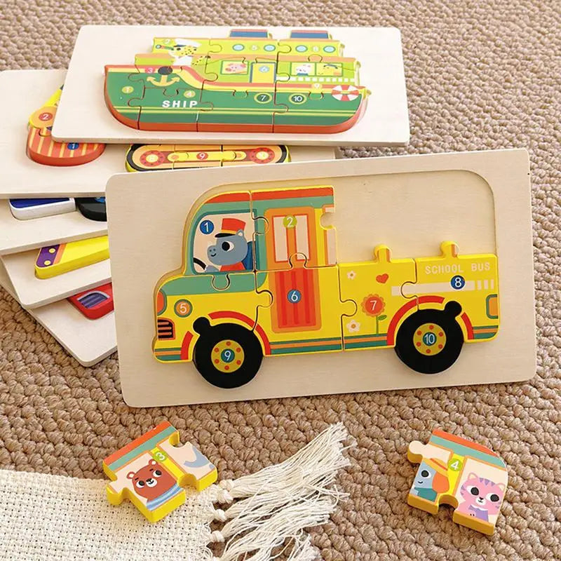 Fire Truck Puzzles Wooden Kids Vehicle Puzzles Toys