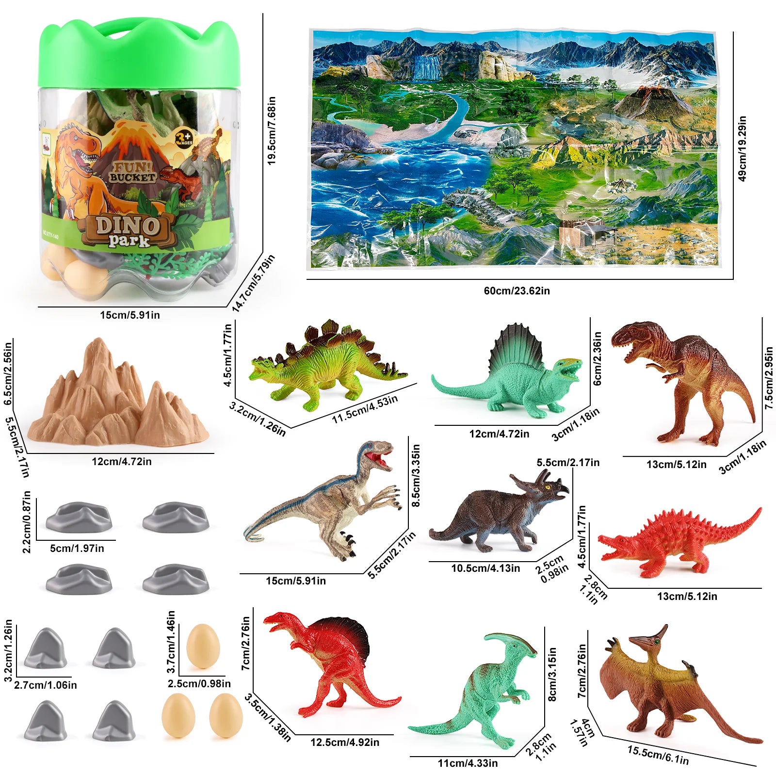 Bucket children's simulated animal model dinosaur education toy