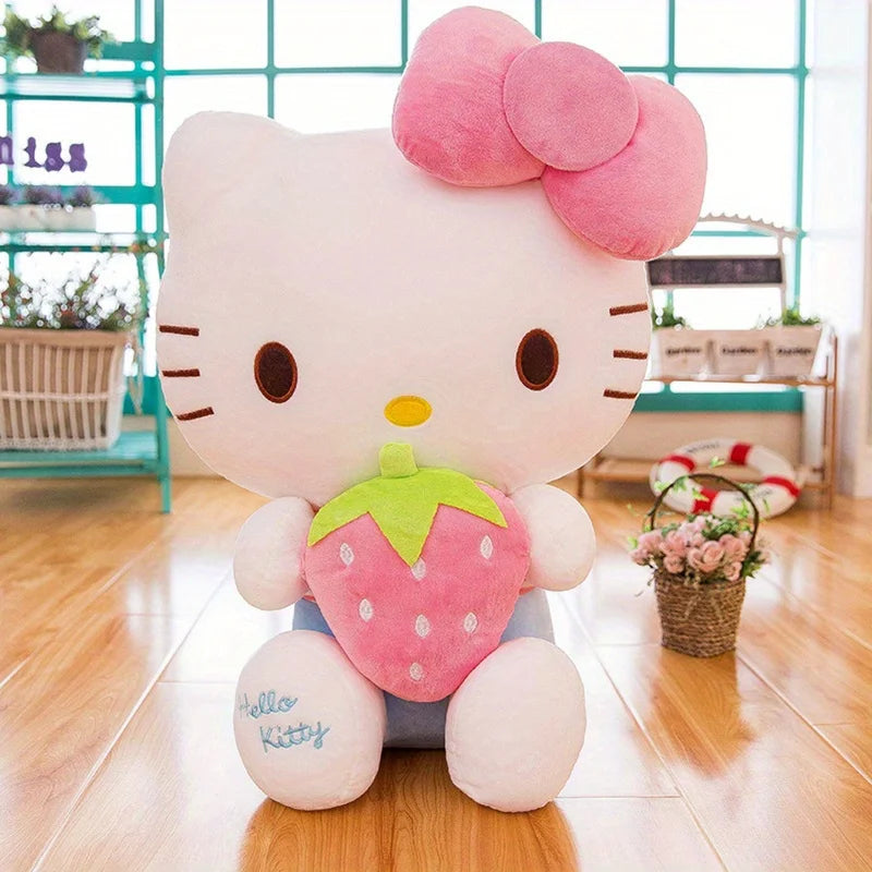 Kawaii Anime Strawberry KT Doll Sanrio Cartoon Cat Peluch Toy