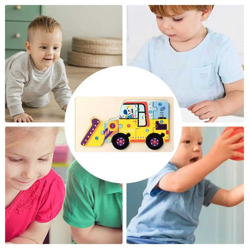 Fire Truck Puzzles Wooden Kids Vehicle Puzzles Toys