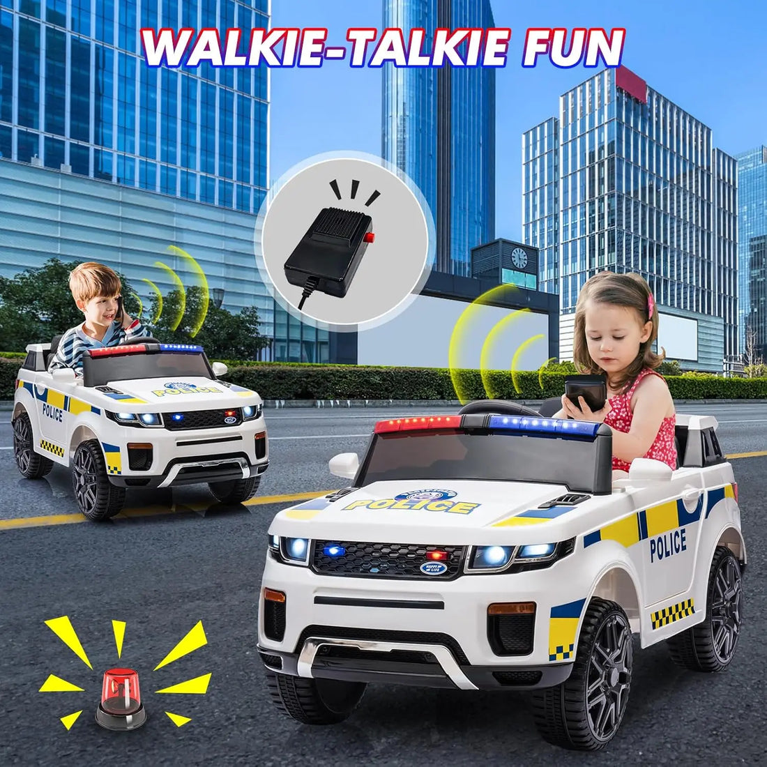 Kids Electric Police Car Children Ride on Toy with Remote Control