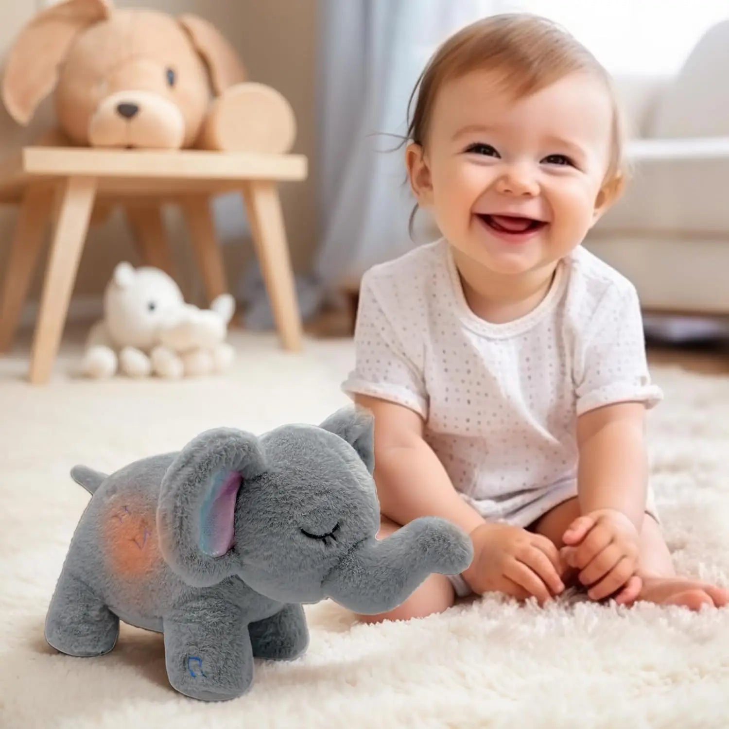 Baby Breathing Soothing Capybara Elephant Plush Doll Toy