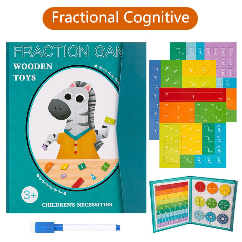 Children Magnetic Fraction Learning Math Toys Fraction Book Set
