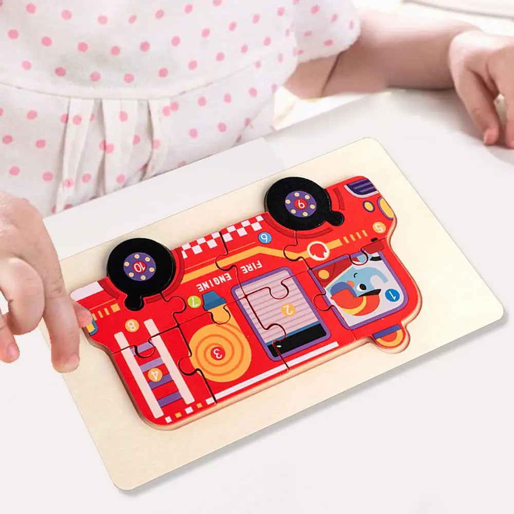 Fire Truck Puzzles Wooden Kids Vehicle Puzzles Toys