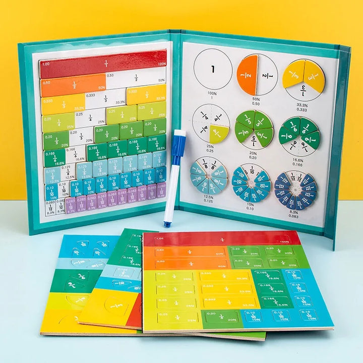 Children Magnetic Fraction Learning Math Toys Fraction Book Set