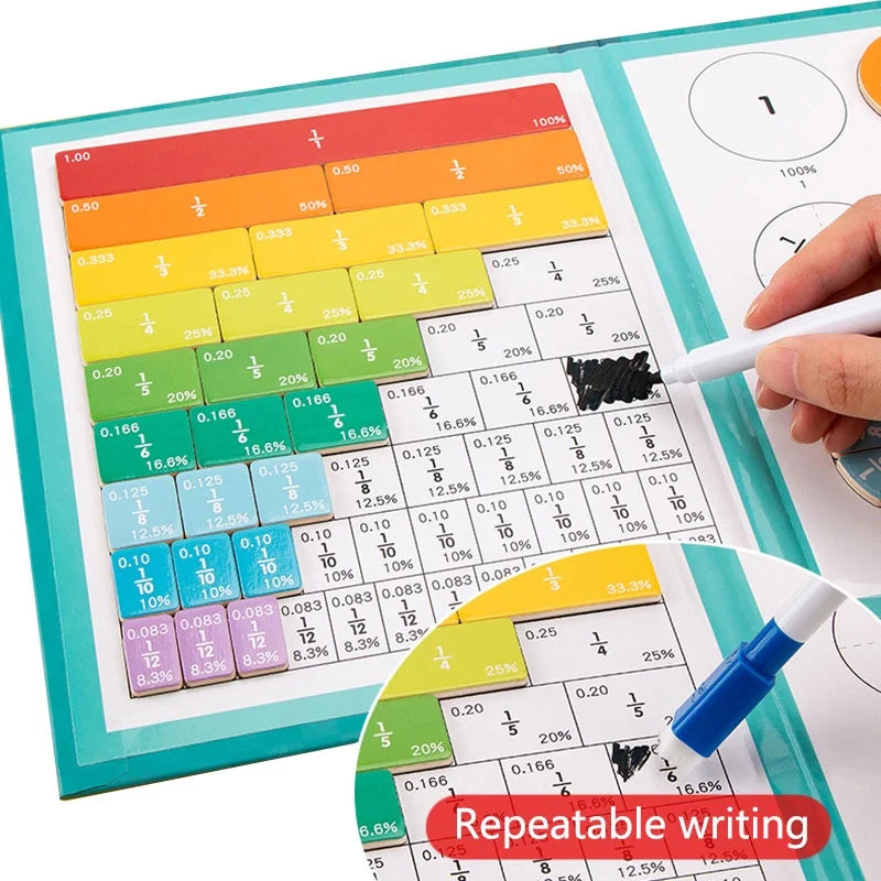 Children Magnetic Fraction Learning Math Toys Fraction Book Set