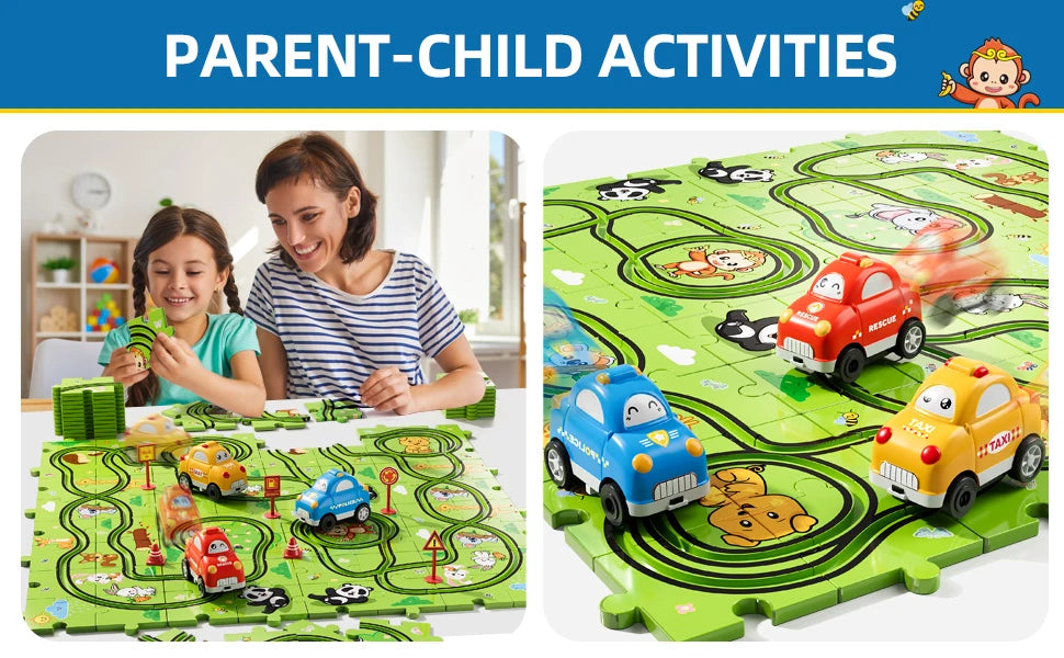 Jigsaw Puzzle Race Track Car Set Toys For Kids Puzzle Birthday Gifts