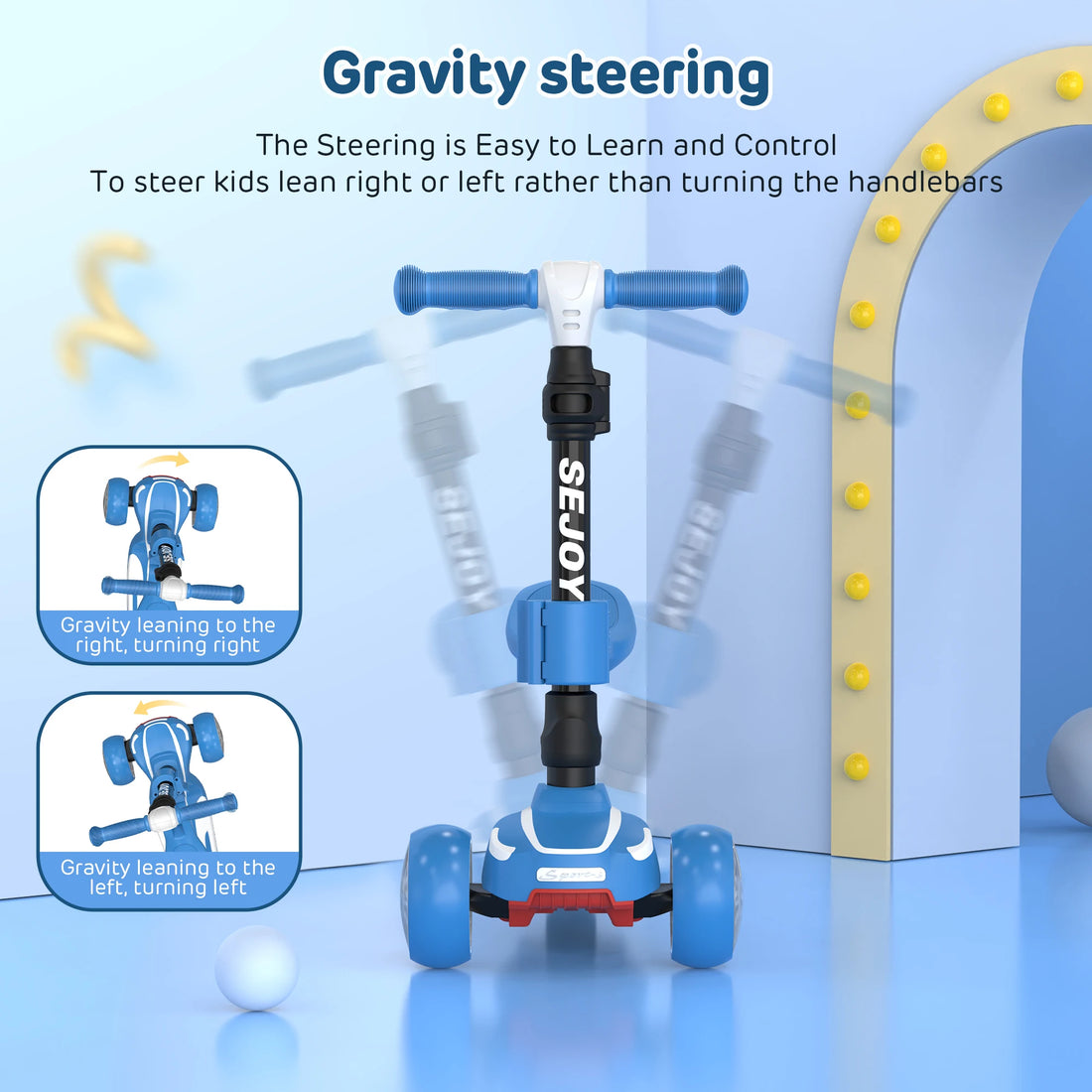 Sejoy Kids Kick Scooter with LED Lighted Wheels Height Wide Deck 3