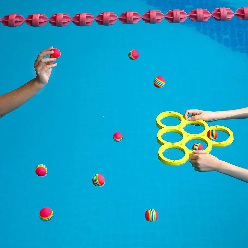 Water Sports Floating Pool Game Toy with 10 Rainbow Balls Throwing Game