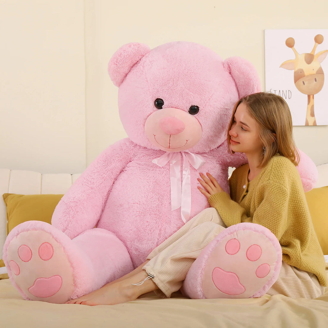 Tezituor Giant Teddy Bear 5 Feet Tall - Pink Valentines Gift