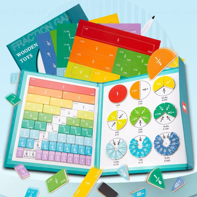 Children Magnetic Fraction Learning Math Toys Fraction Book Set
