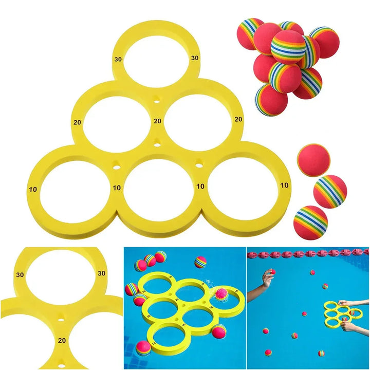 Water Sports Floating Pool Game Toy with 10 Rainbow Balls Throwing Game