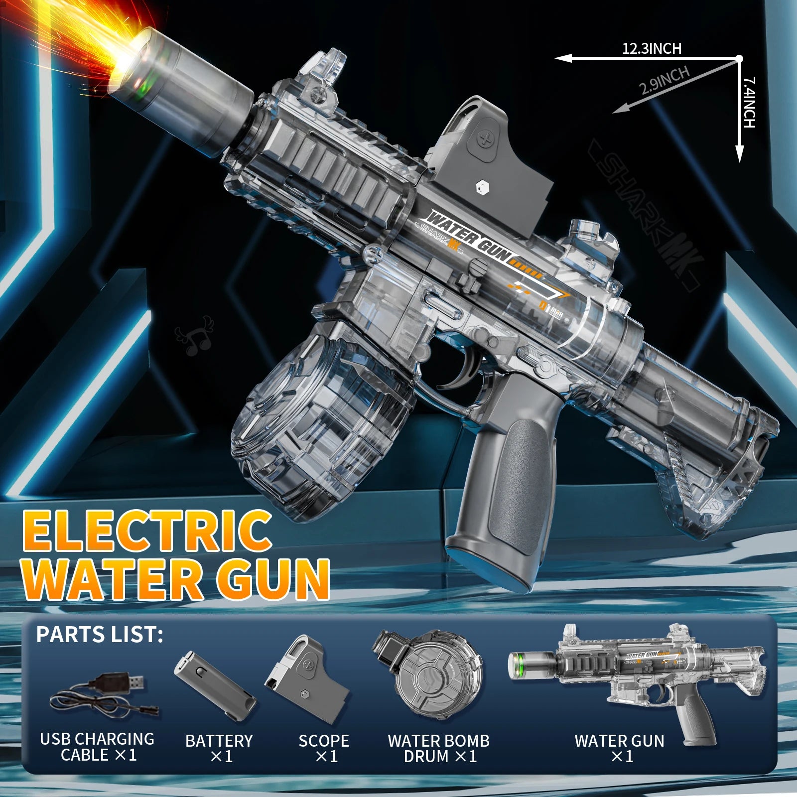 Led Light Emitting Electric Water Gun Toys for Kids Outdoor Beach Pool Toy